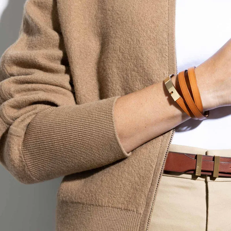 Bracelet cuir camel femme | U'TURN.TRIPLE