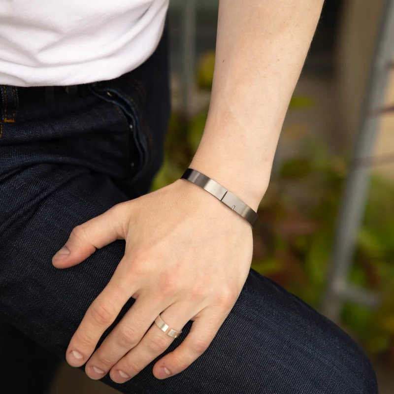 Bracelet jonc argent noir - 9mm | SATURNE.9
