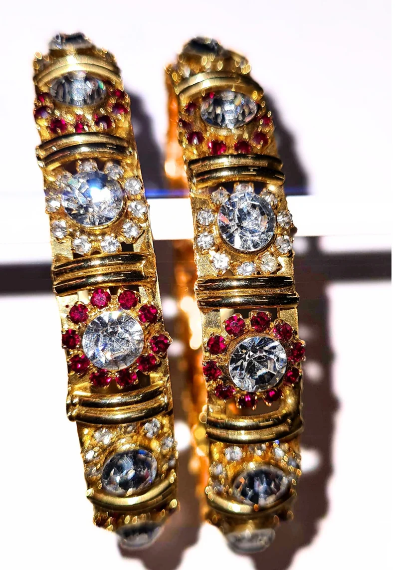 Bracelets Rouge Bordeaux & Blanc – Plaqué Or