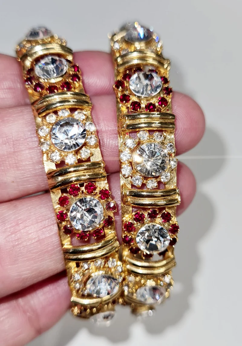 Bracelets Rouge Bordeaux & Blanc – Plaqué Or
