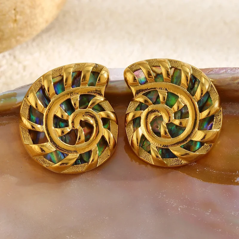 Boucles d'Oreilles Escargot Nacre Multicolore