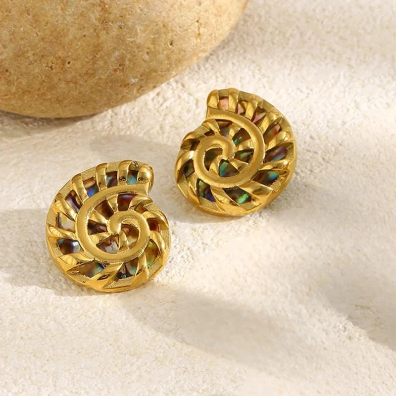 Boucles d'Oreilles Escargot Nacre Multicolore