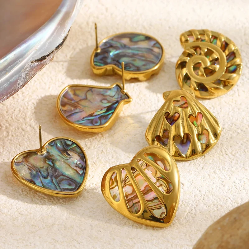 Boucles d'Oreilles Escargot Nacre Multicolore