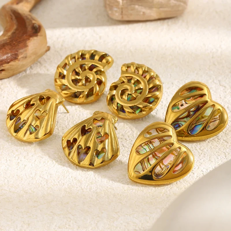 Boucles d'Oreilles Escargot Nacre Multicolore