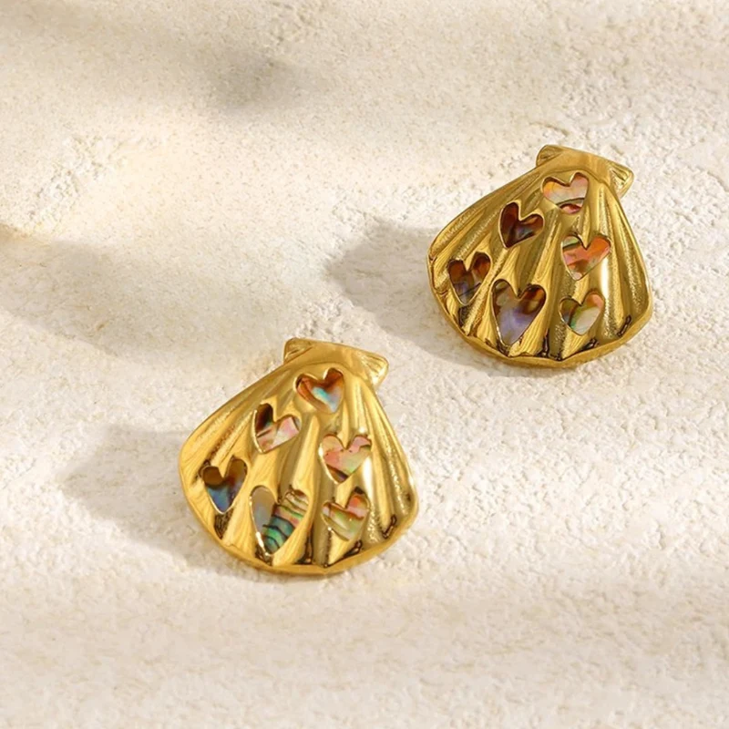 Boucles d'Oreilles Coquillage Nacre Multicolore