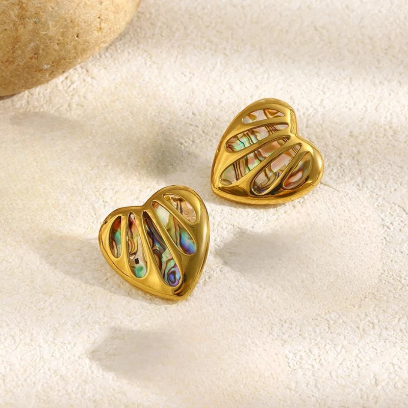 Boucles d'Oreilles Coeur Nacre Multicolore
