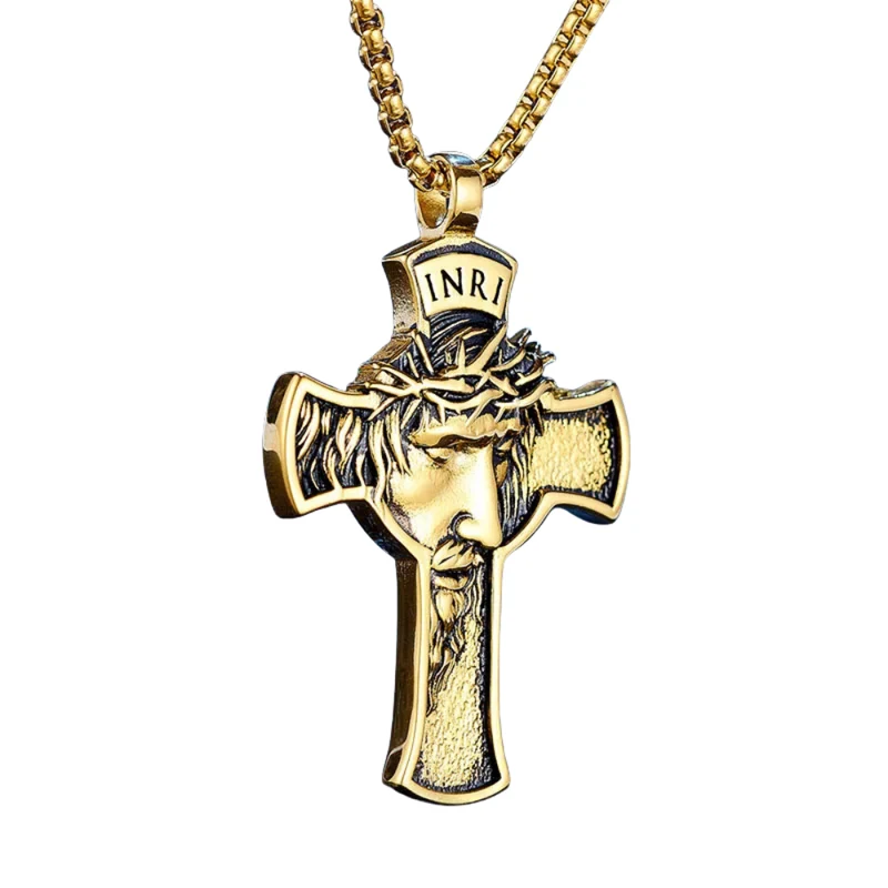 Collier Croix Homme Visage Jésus