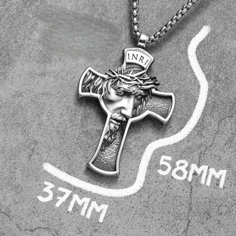 Collier Croix Homme Visage Jésus