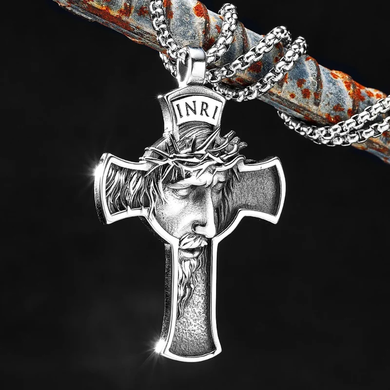 Collier Croix Homme Visage Jésus