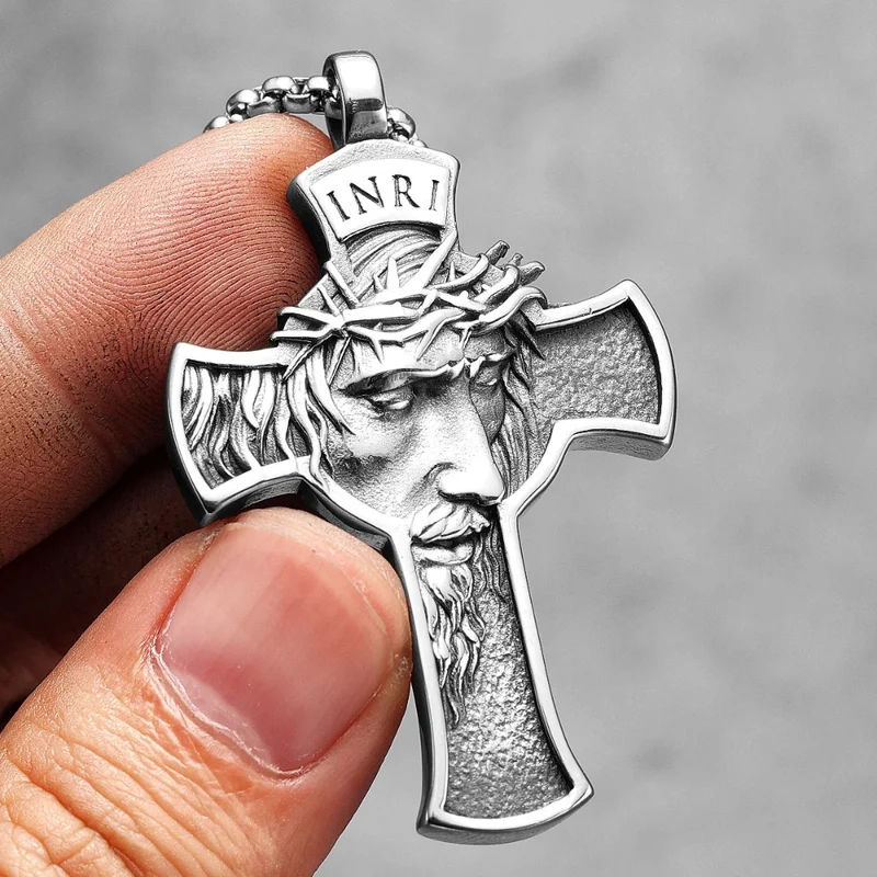 Collier Croix Homme Visage Jésus