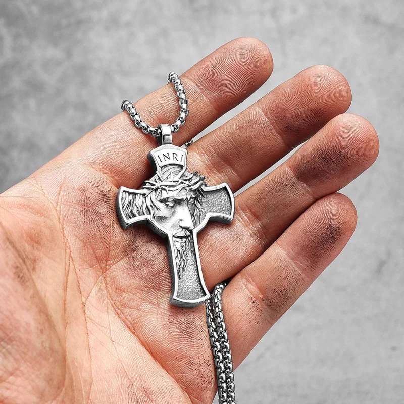Collier Croix Homme Visage Jésus