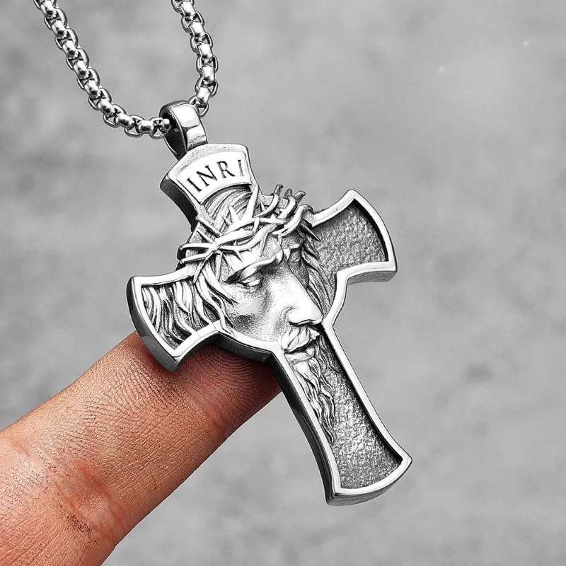 Collier Croix Homme Visage Jésus