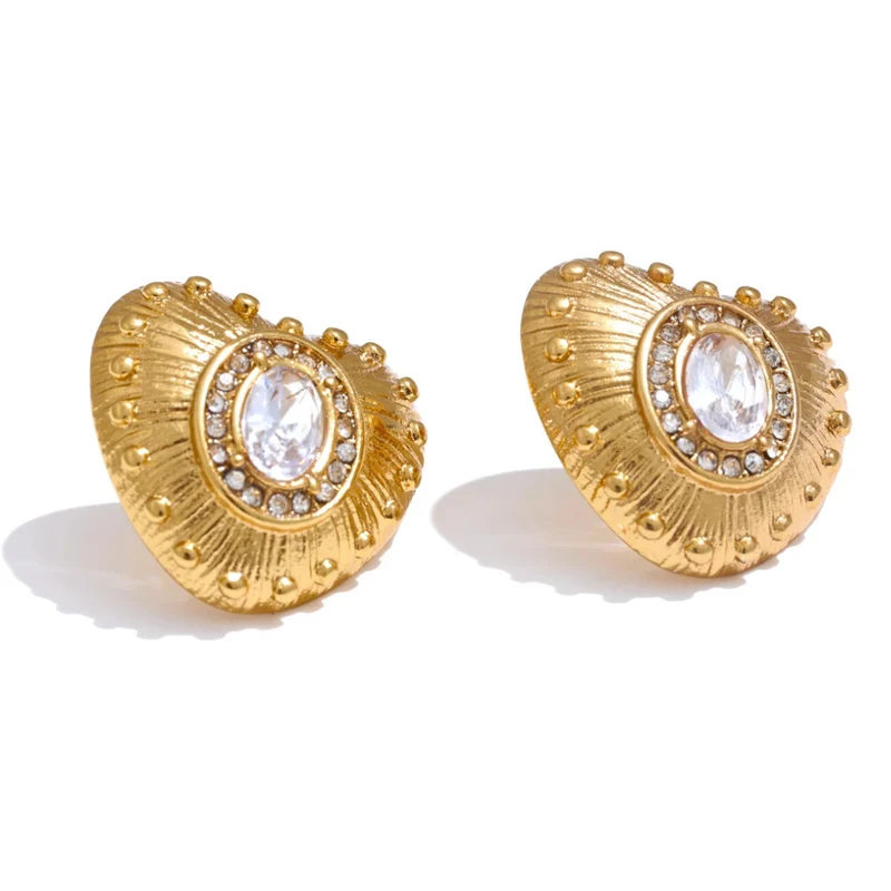 Boucles d'Oreilles Coeur Doré Strass