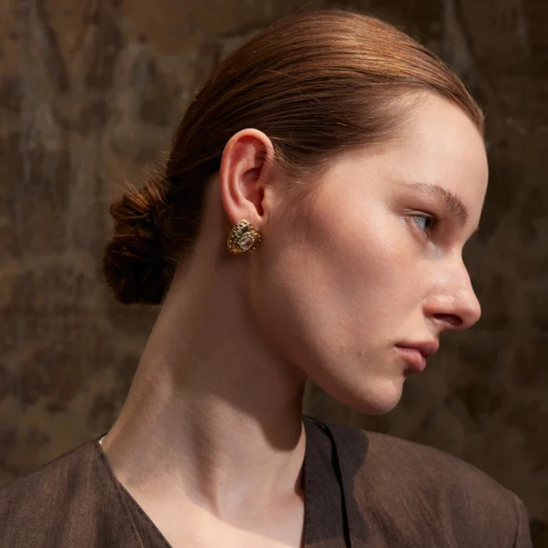 Boucles d'Oreilles Coeur Doré Strass