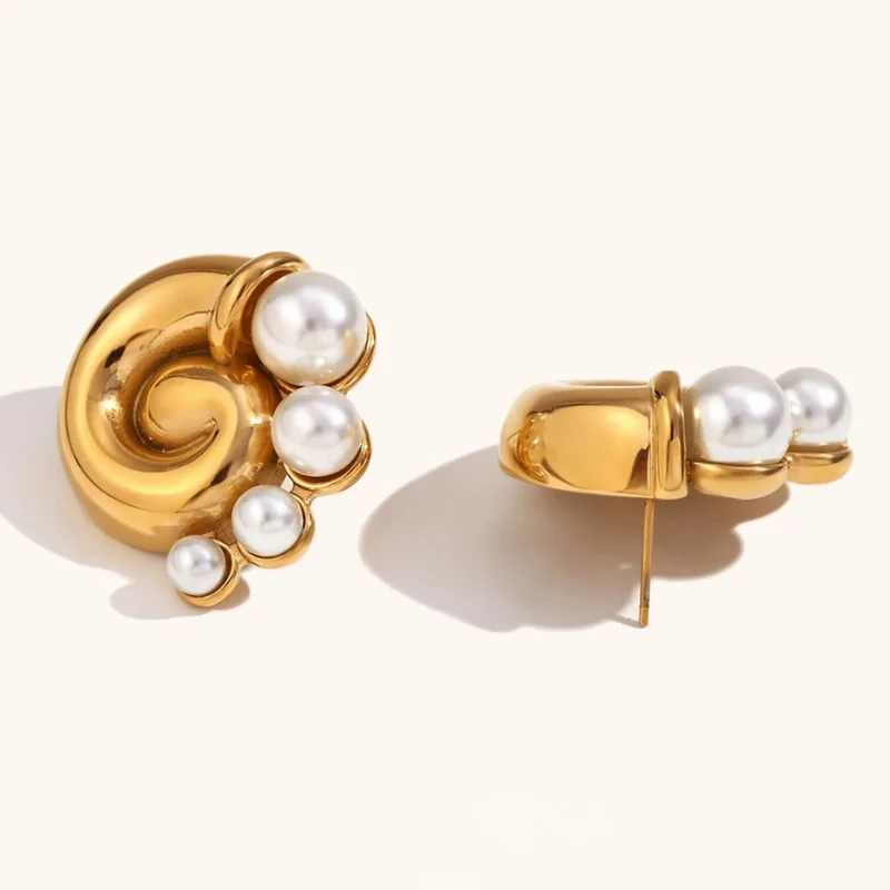Boucles d'Oreilles Escargot et Perles