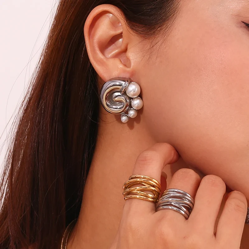 Boucles d'Oreilles Escargot et Perles