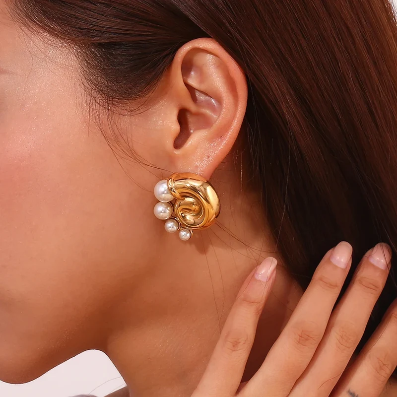 Boucles d'Oreilles Escargot et Perles