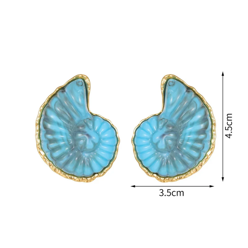 Boucles d'Oreilles Coquillage Ammonite Rouges