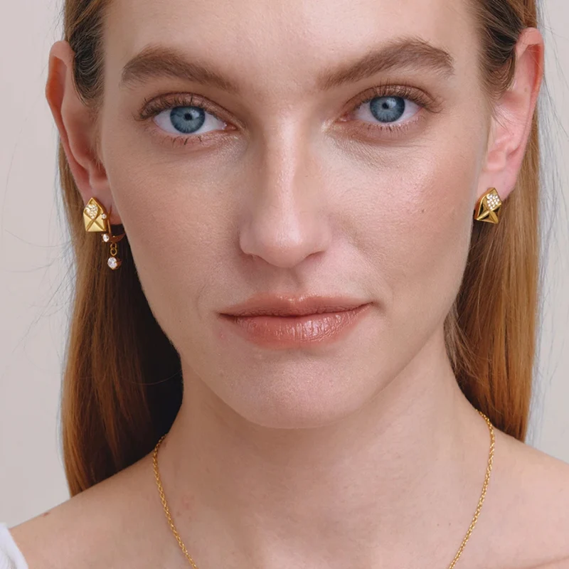 Boucles d'Oreilles Enveloppe Strass