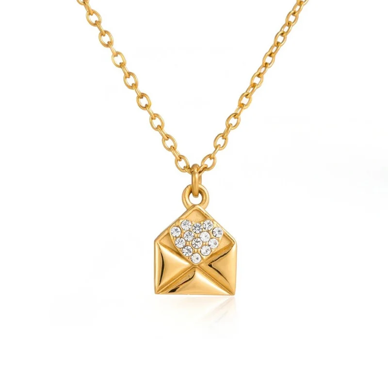 Collier Enveloppe Strass