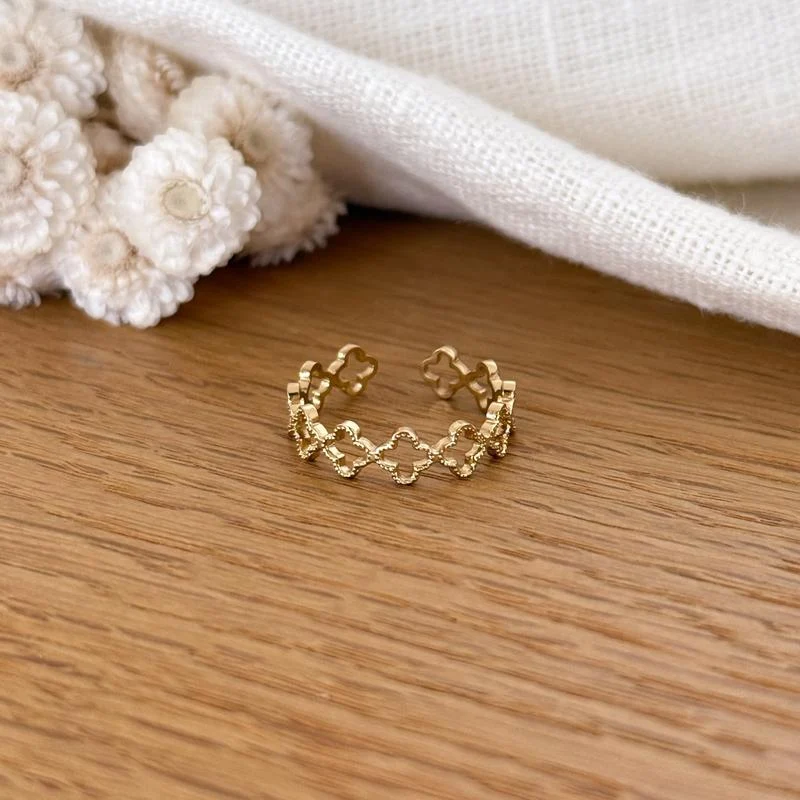 Bague "Trefle" acier