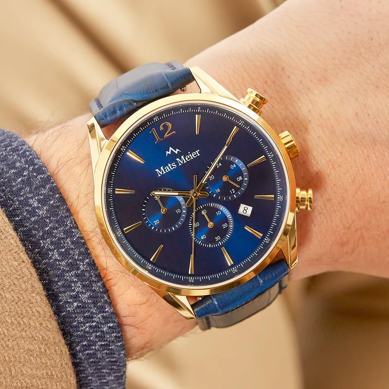 Mats Meier Grand Cornier Hommes Montre Bleu MM00123