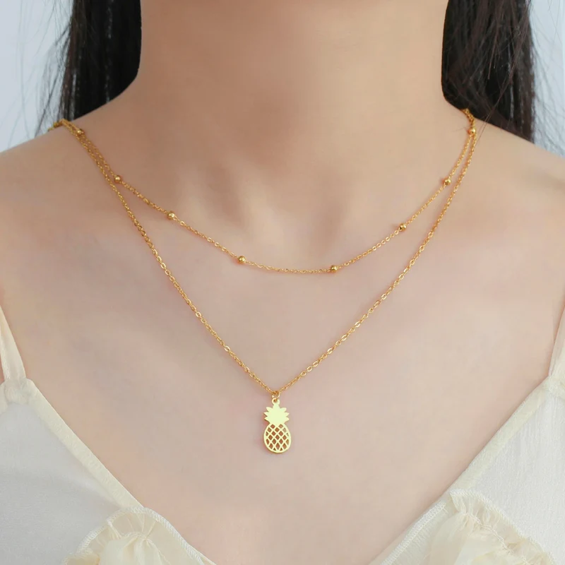 Collier Ananas Deux Chaînes