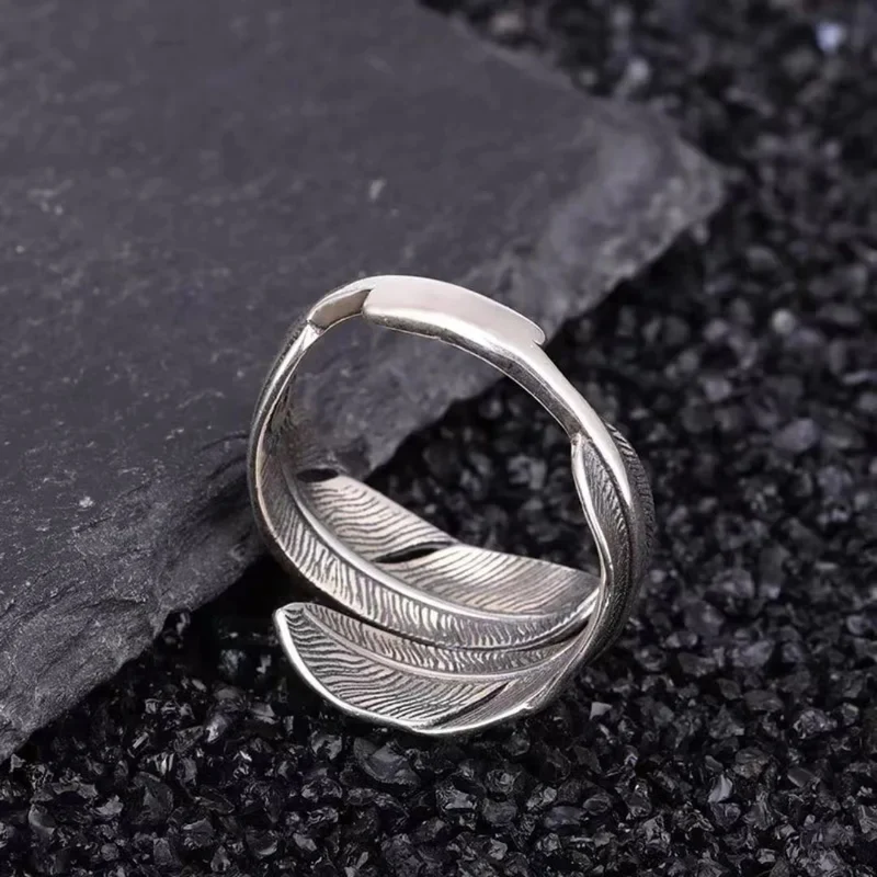 Bague Plume Paon Bleue