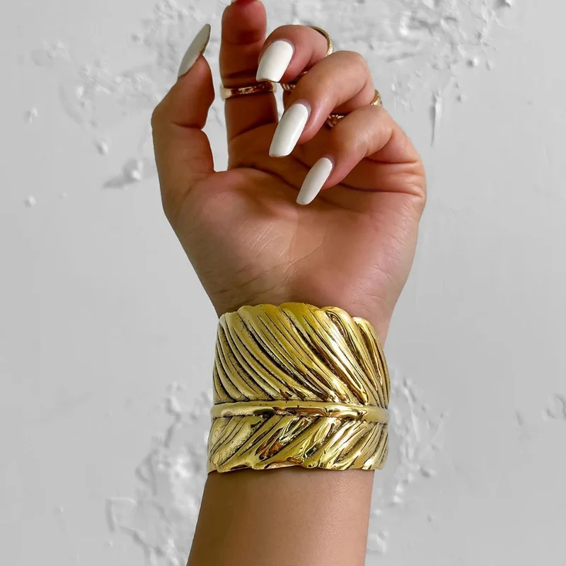 Bracelet Plume Manchette Vintage