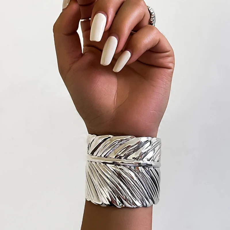 Bracelet Plume Manchette Vintage