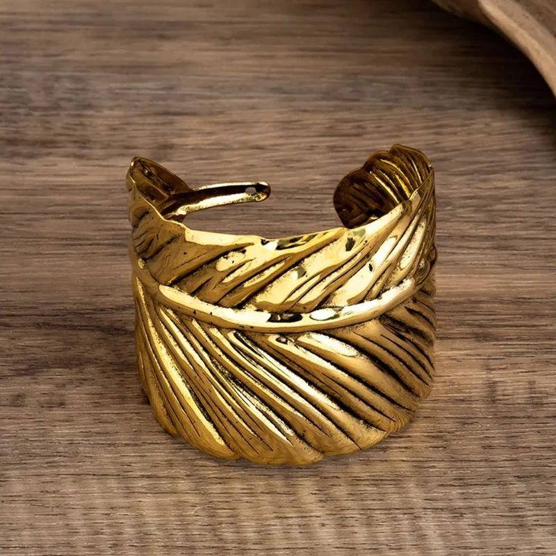 Bracelet Plume Manchette Vintage