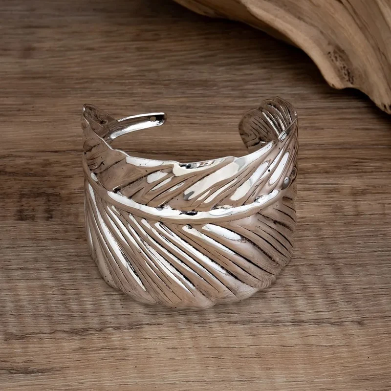 Bracelet Plume Manchette Vintage
