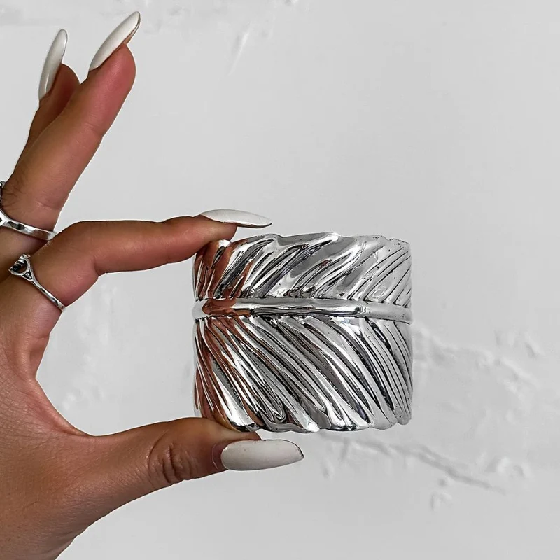 Bracelet Plume Manchette Vintage