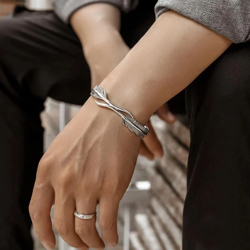 Bracelet Plume Jonc Homme