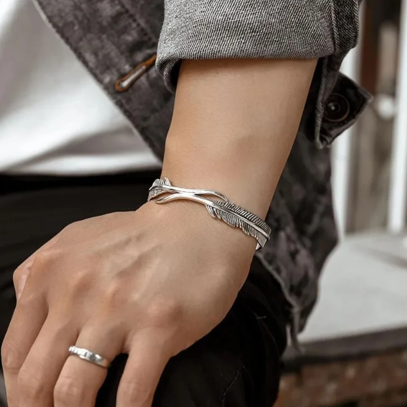 Bracelet Plume Jonc Homme