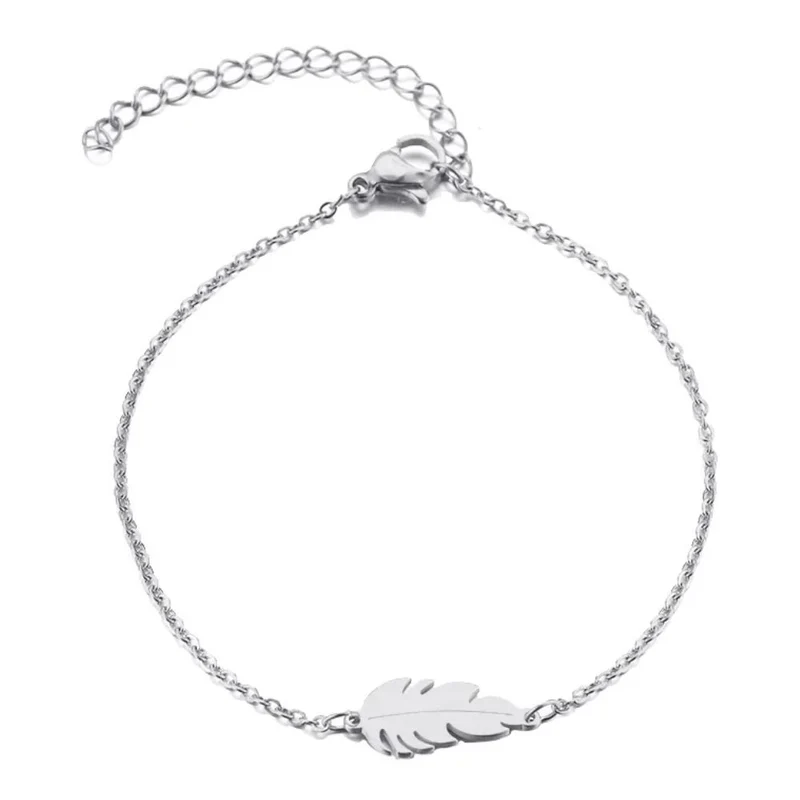 Bracelet Plume Simple Argent