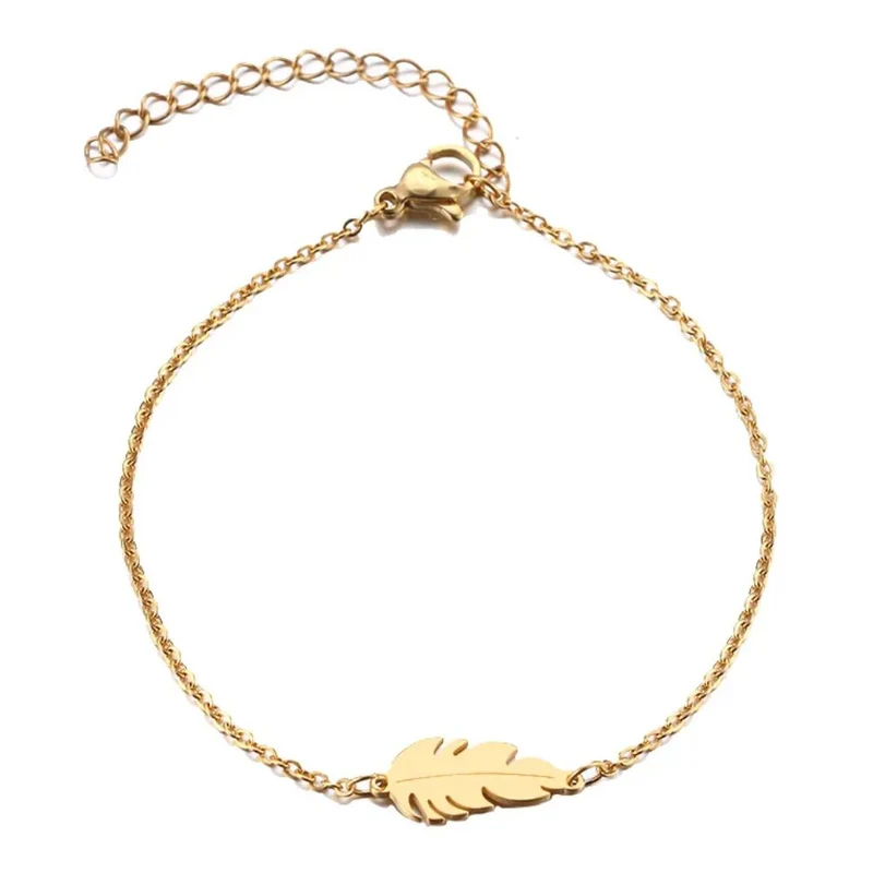 Bracelet Plume Simple Or