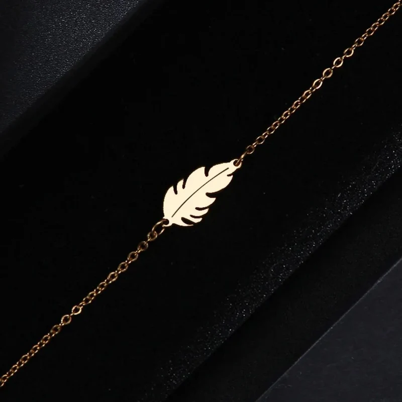 Bracelet Plume Simple Or