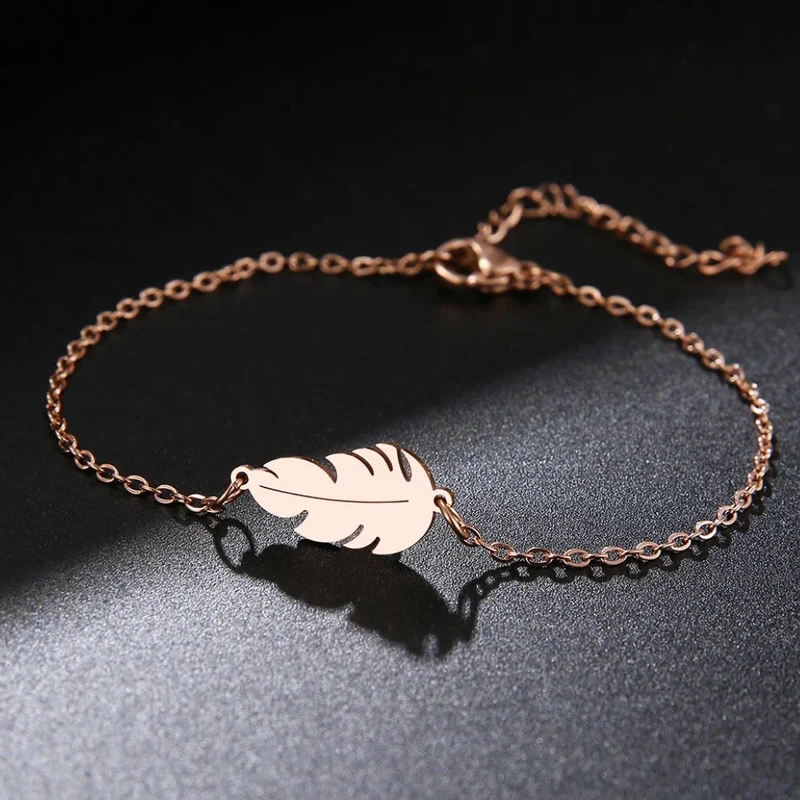 Bracelet Plume Or Rose