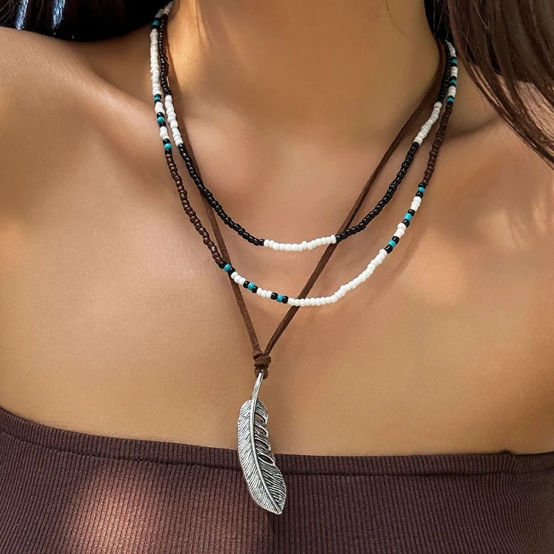Collier Plume Ethnique