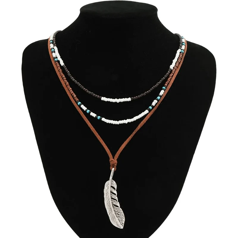 Collier Plume Ethnique
