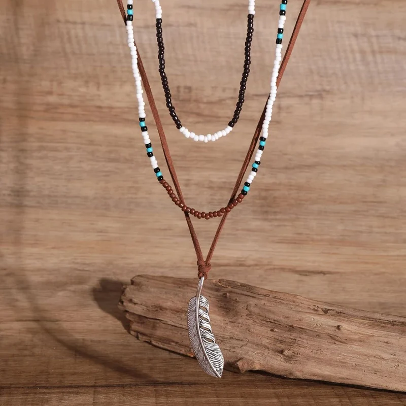 Collier Plume Ethnique
