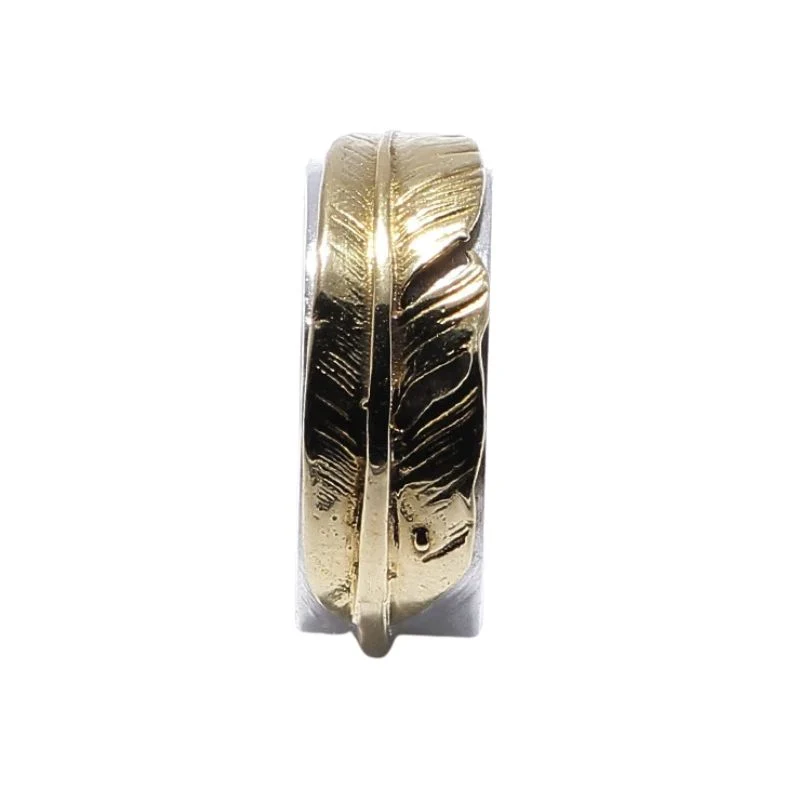 Anneau Argent Plume Or