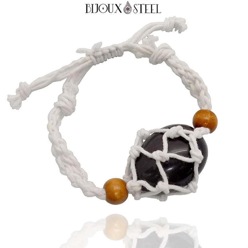 Bracelet porte pierre interchangeable tressé