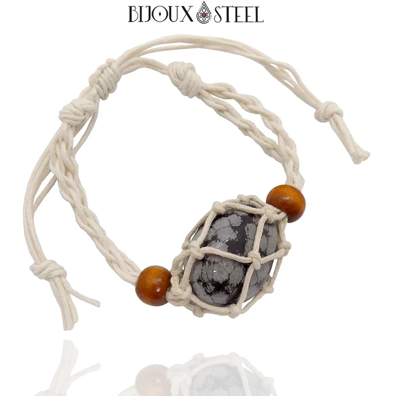 Bracelet porte pierre interchangeable tressé