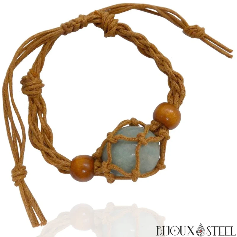 Bracelet porte pierre interchangeable tressé