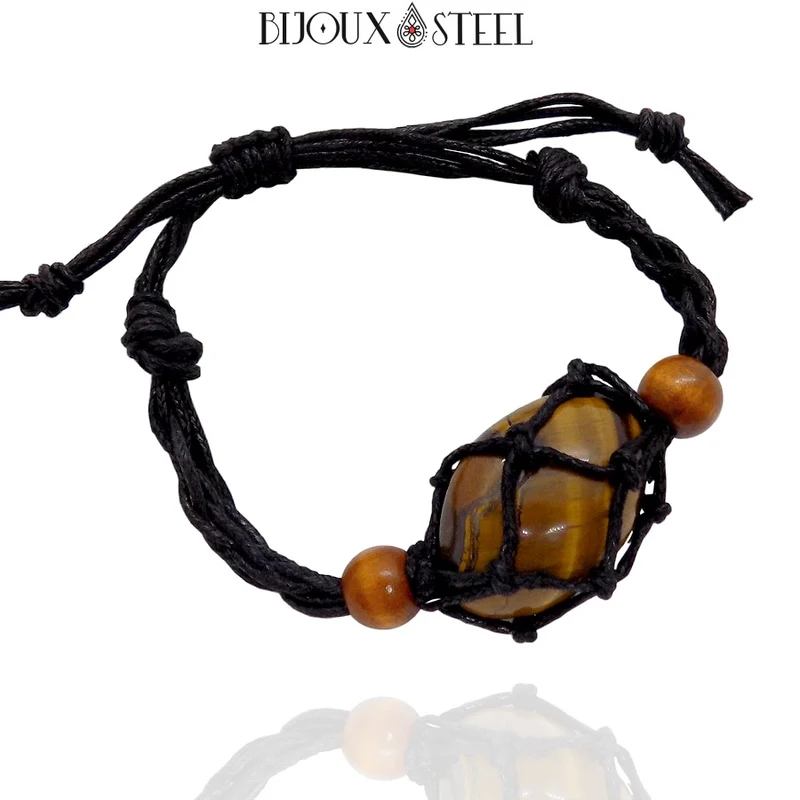 Bracelet porte pierre interchangeable tressé