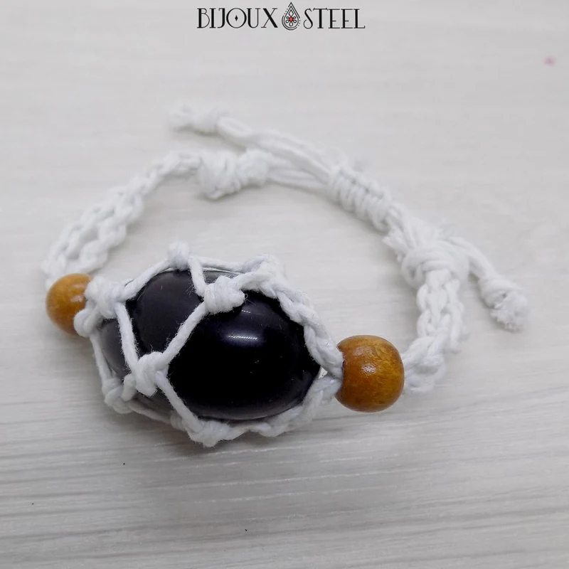 Bracelet porte pierre interchangeable tressé