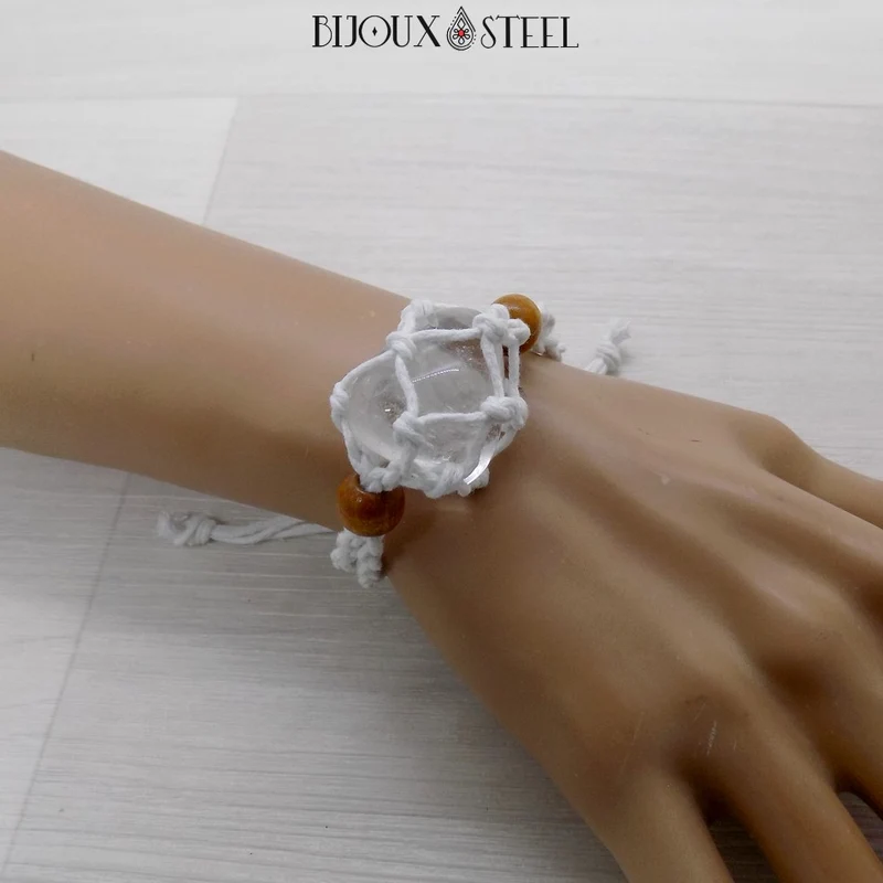 Bracelet porte pierre interchangeable tressé