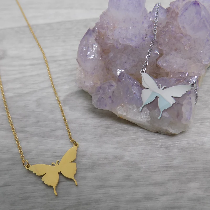 Collier papillon en acier inoxydable